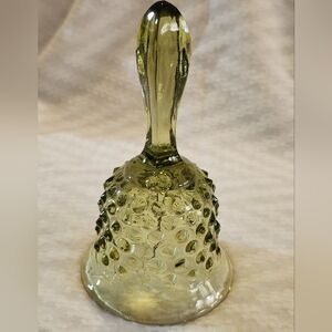 Vintage Fenton Green Hobnail Glass Bell